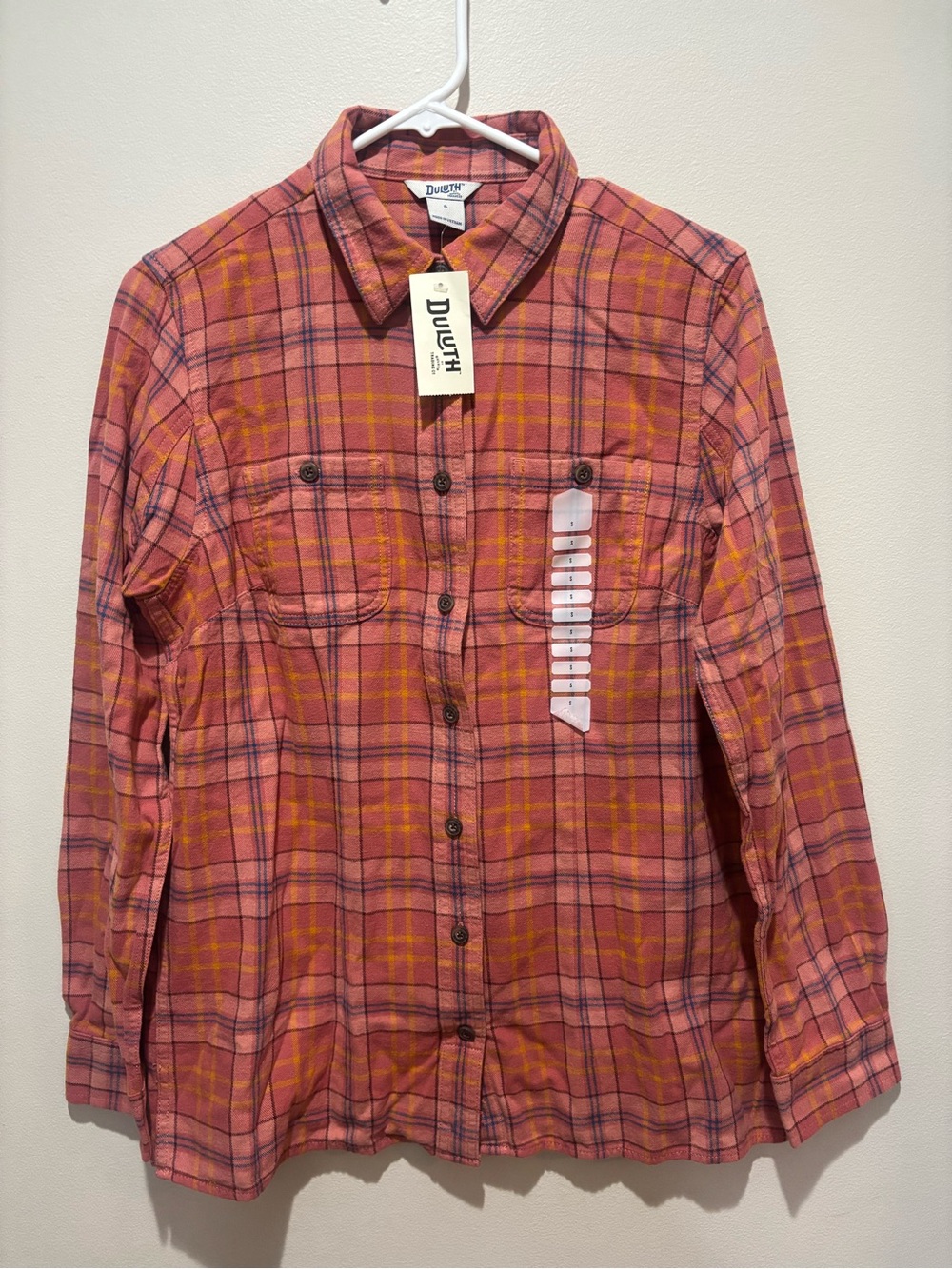 Duluth Trading Co Free Swingin’ Plaid Flannel Shirt Rust Orange Fall Outdoor NWT